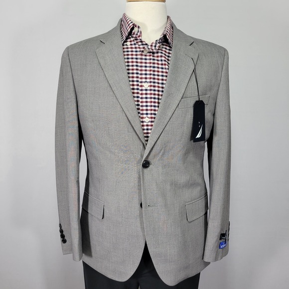 Nautica GAFF Men's Sport Coat Blazer Two Button Gray Polyester Blend 40S NEW - Picture 1 of 15